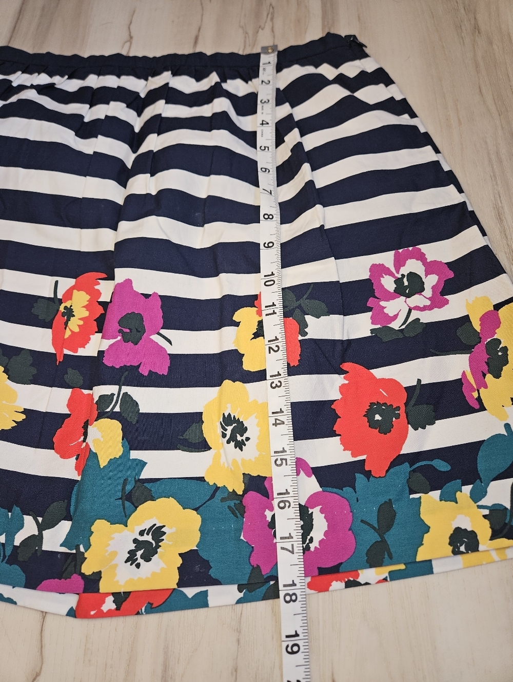 Banana Republic Factory Floral Stripe A-Line Skirt Navy White Women's Size 6 - Picture 4 of 11